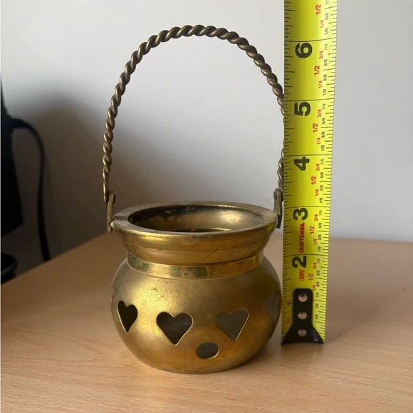 3 / $50 Vintage Brass Heart Lantern Candle Holder – Romantic Rustic Decor - Picture 3 of 6